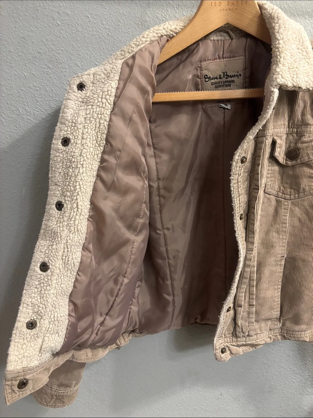 Steve & Barry's Tan Corduroy Jacket with Cream Sherpa Collar
